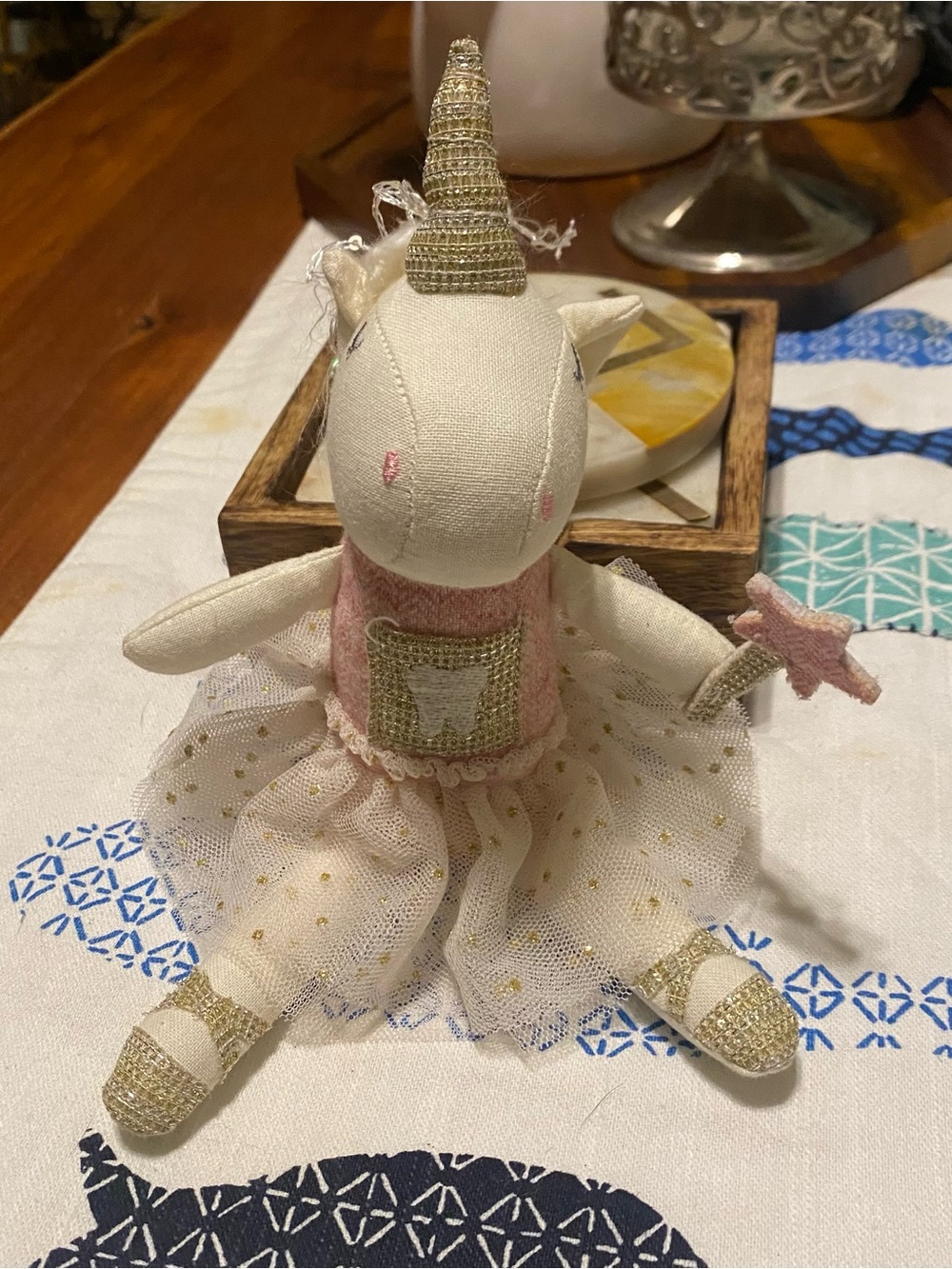 Precious Mud Pie Unicorn Tooth Fairy Pink One Size Plush